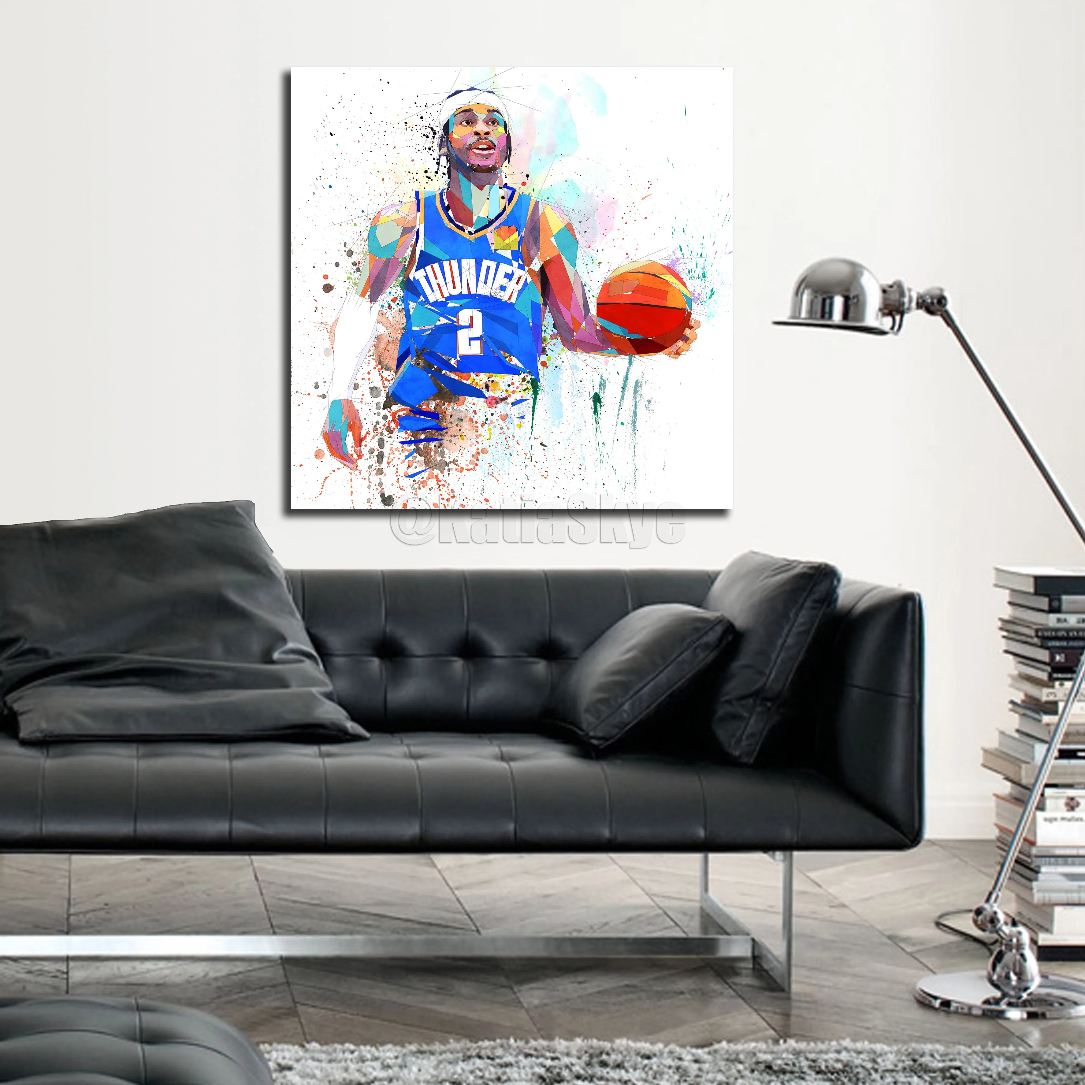 Abstract Basketball Canvas Wall Art Inspired by Gilgeous Alexander // NBA-GA01