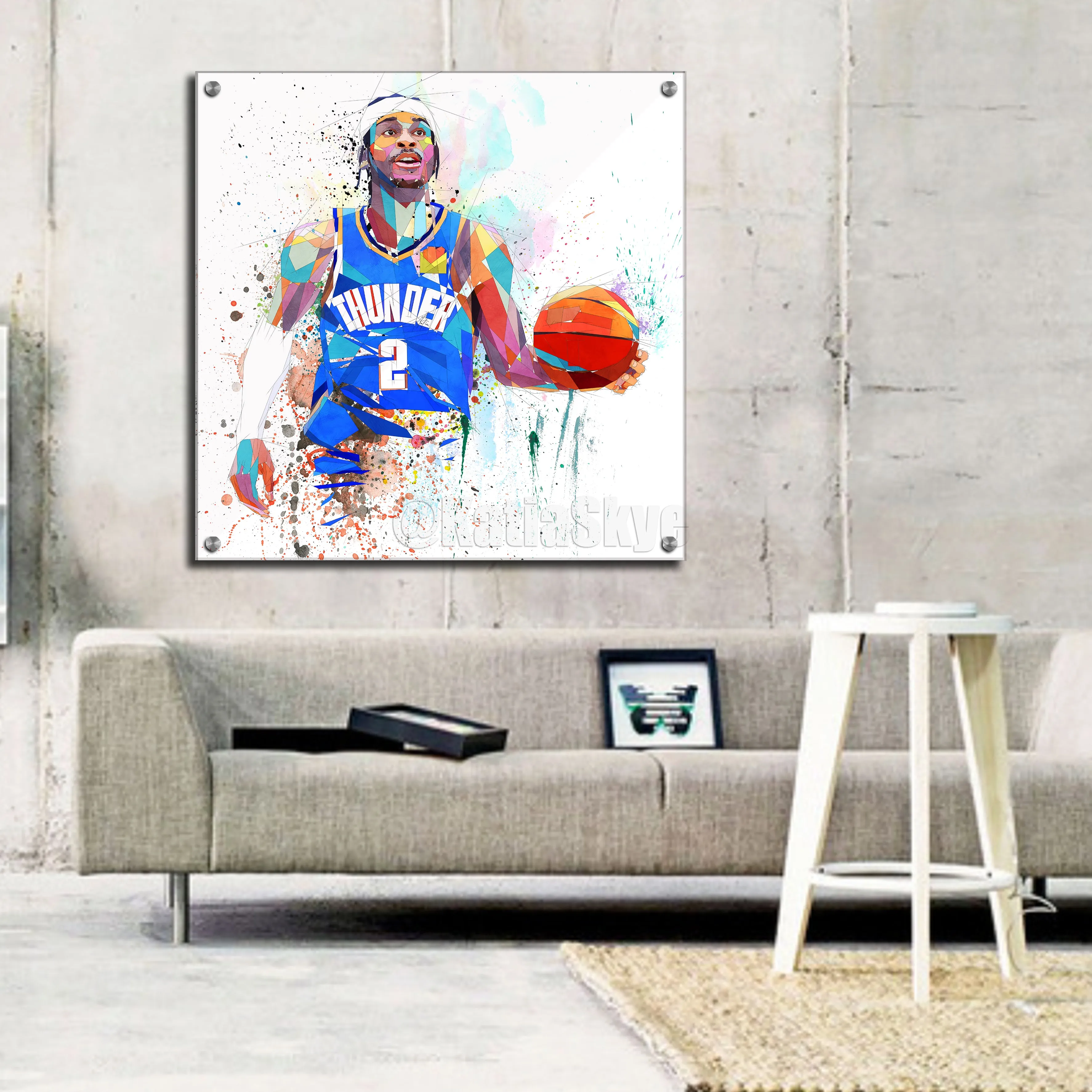 Abstract Basketball Canvas Wall Art Inspired by Gilgeous Alexander // NBA-GA01