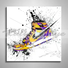 ABSTRACT SNEAKERS ART INSPIRED BY AIR JORDANS SNEAKERS  AND LA LAKERS COLORS //SNK-AJ09