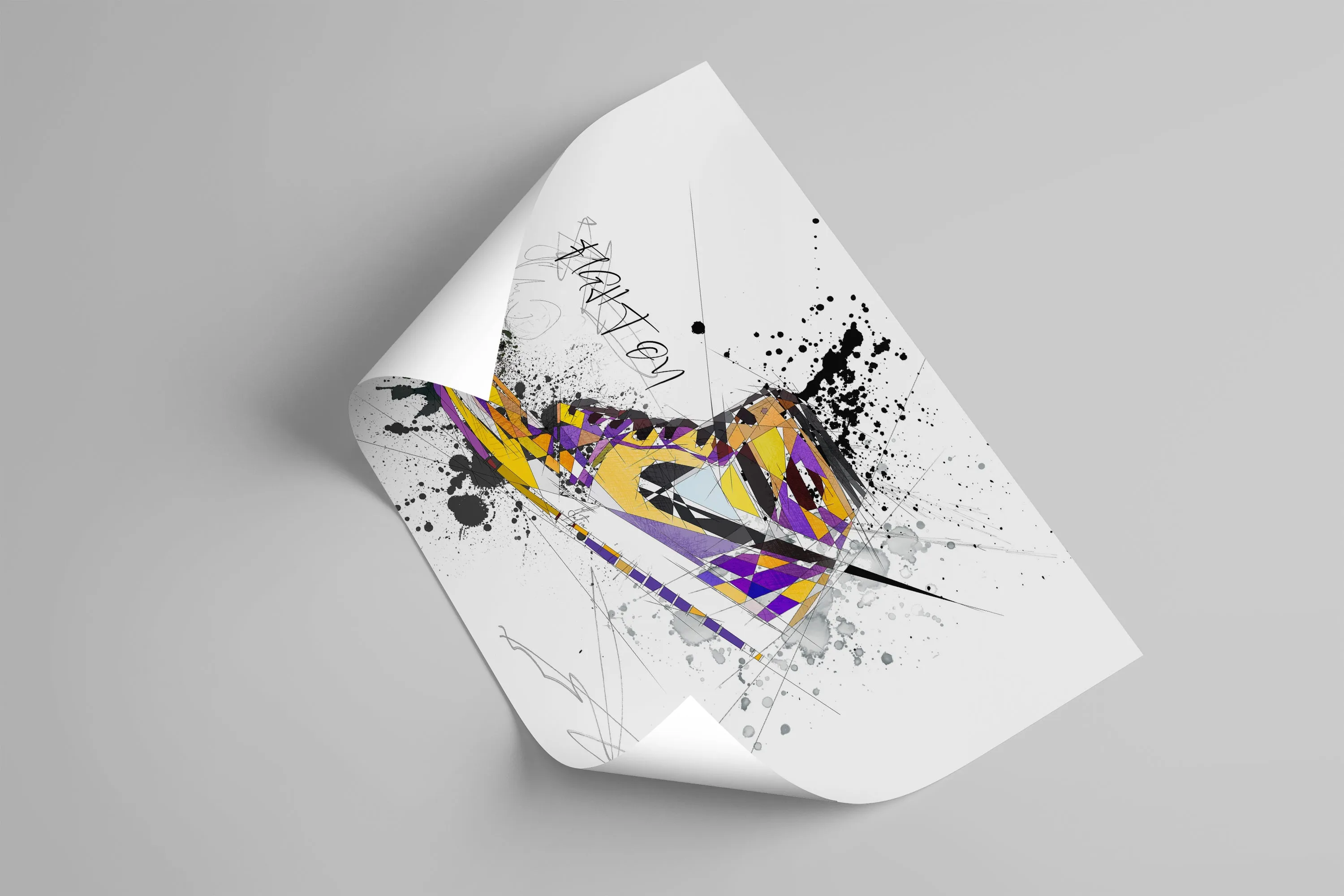 ABSTRACT SNEAKERS ART INSPIRED BY AIR JORDANS SNEAKERS  AND LA LAKERS COLORS //SNK-AJ09