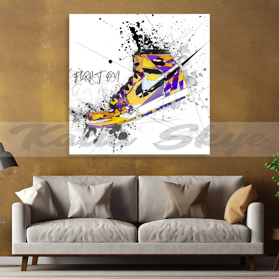 ABSTRACT SNEAKERS ART INSPIRED BY AIR JORDANS SNEAKERS  AND LA LAKERS COLORS //SNK-AJ09