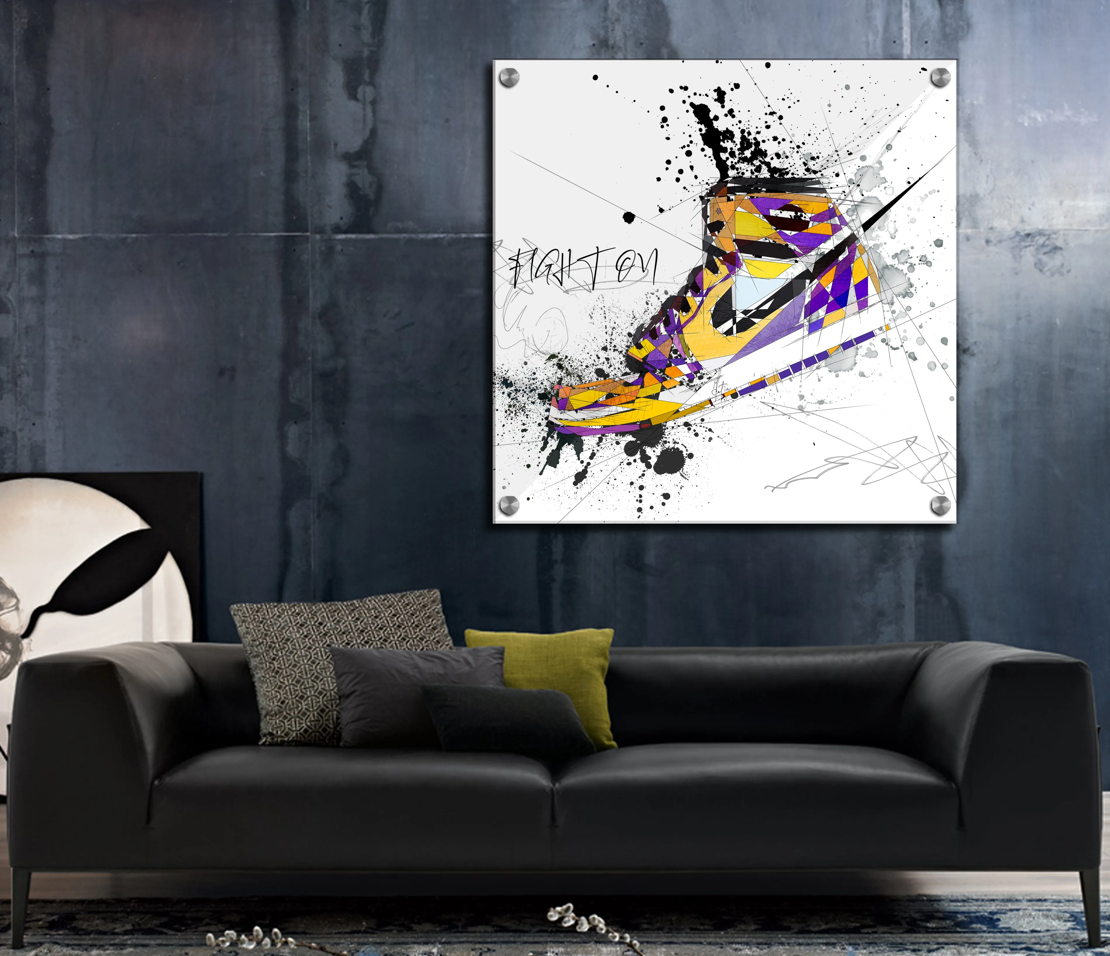 ABSTRACT SNEAKERS ART INSPIRED BY AIR JORDANS SNEAKERS  AND LA LAKERS COLORS //SNK-AJ09