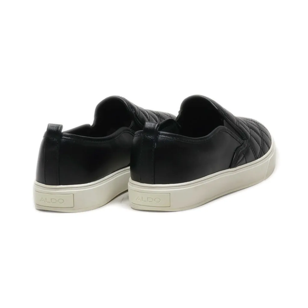 Aldo Slip Ons Pu Leather Black Colour For Women