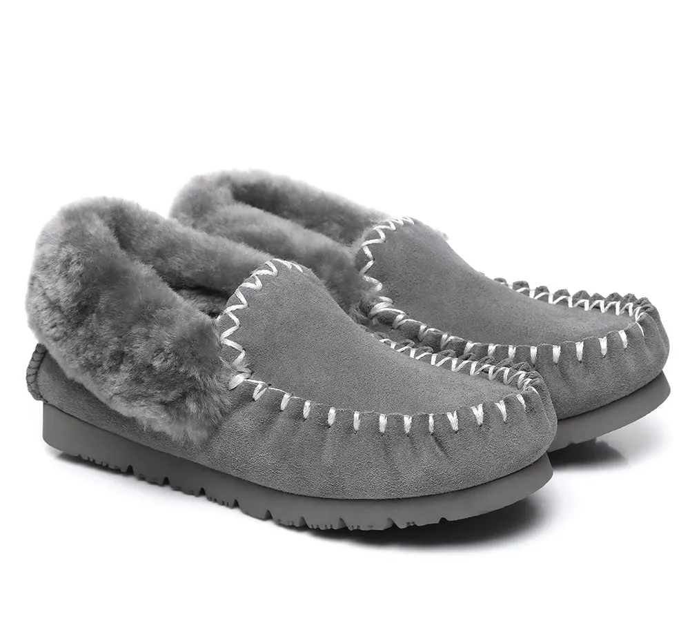 AUSTRALIAN SHEPHERD® UGG Kids Loafers Sheepskin Wool Ankle Slippers Popo Moccasins