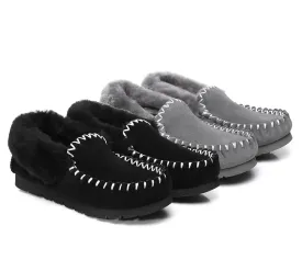 AUSTRALIAN SHEPHERD® UGG Kids Loafers Sheepskin Wool Ankle Slippers Popo Moccasins