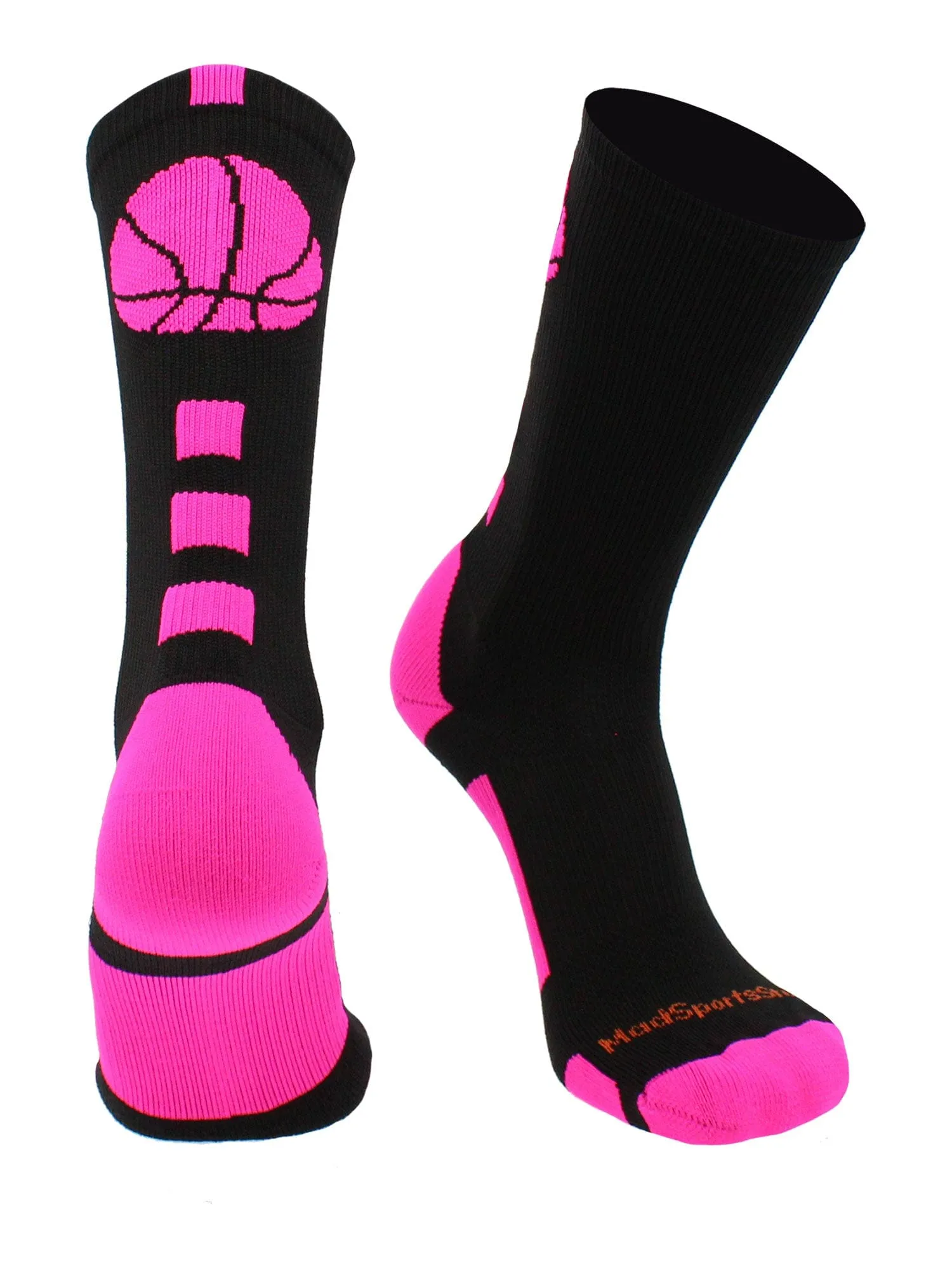 Basketball Socks with Basketball Logo Athletic Crew Socks - made in the USA