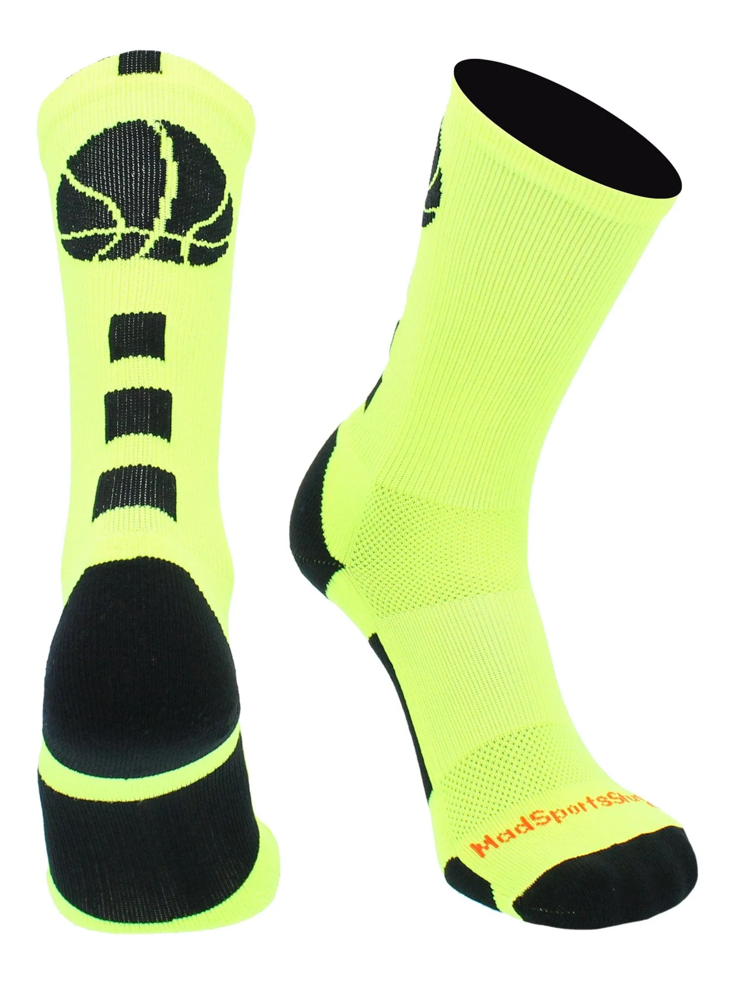 Basketball Socks with Basketball Logo Athletic Crew Socks - made in the USA