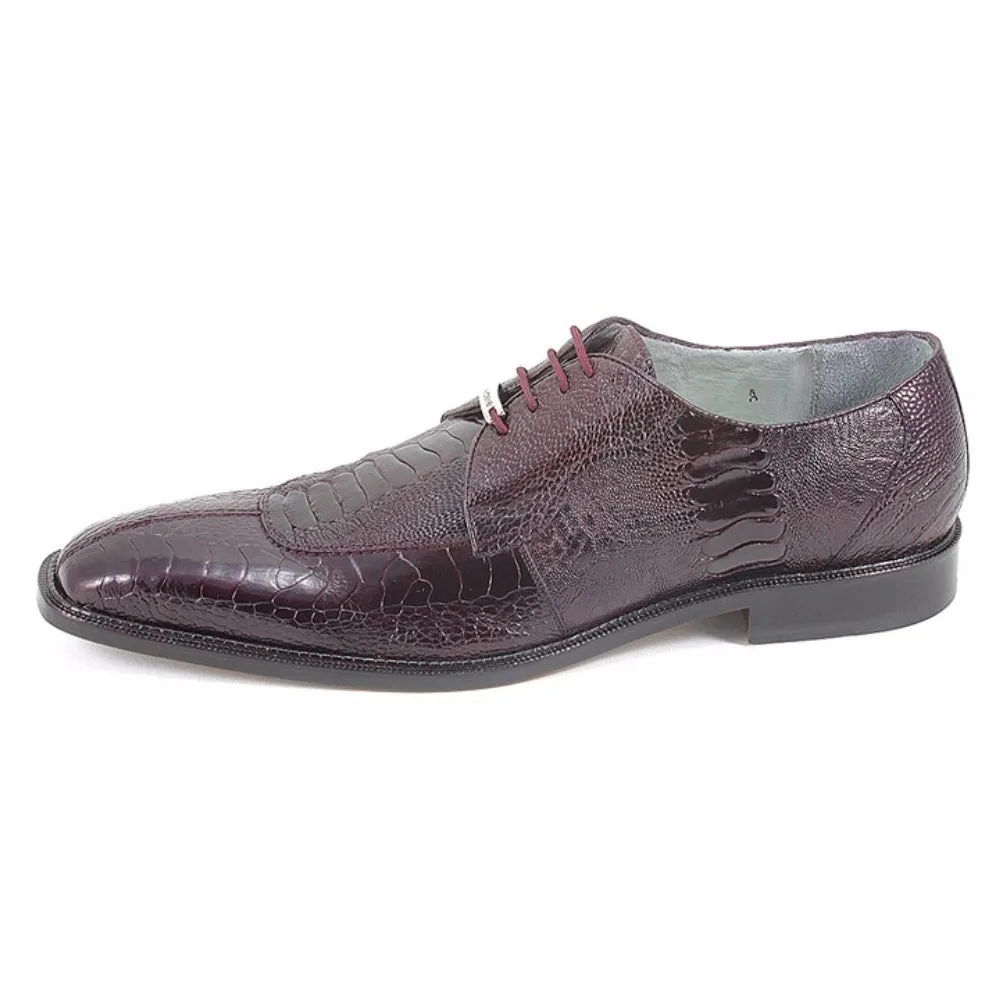 Belvedere Siena Men's Lace-Up Oxford Burgundy Genuine Ostrich Shoes