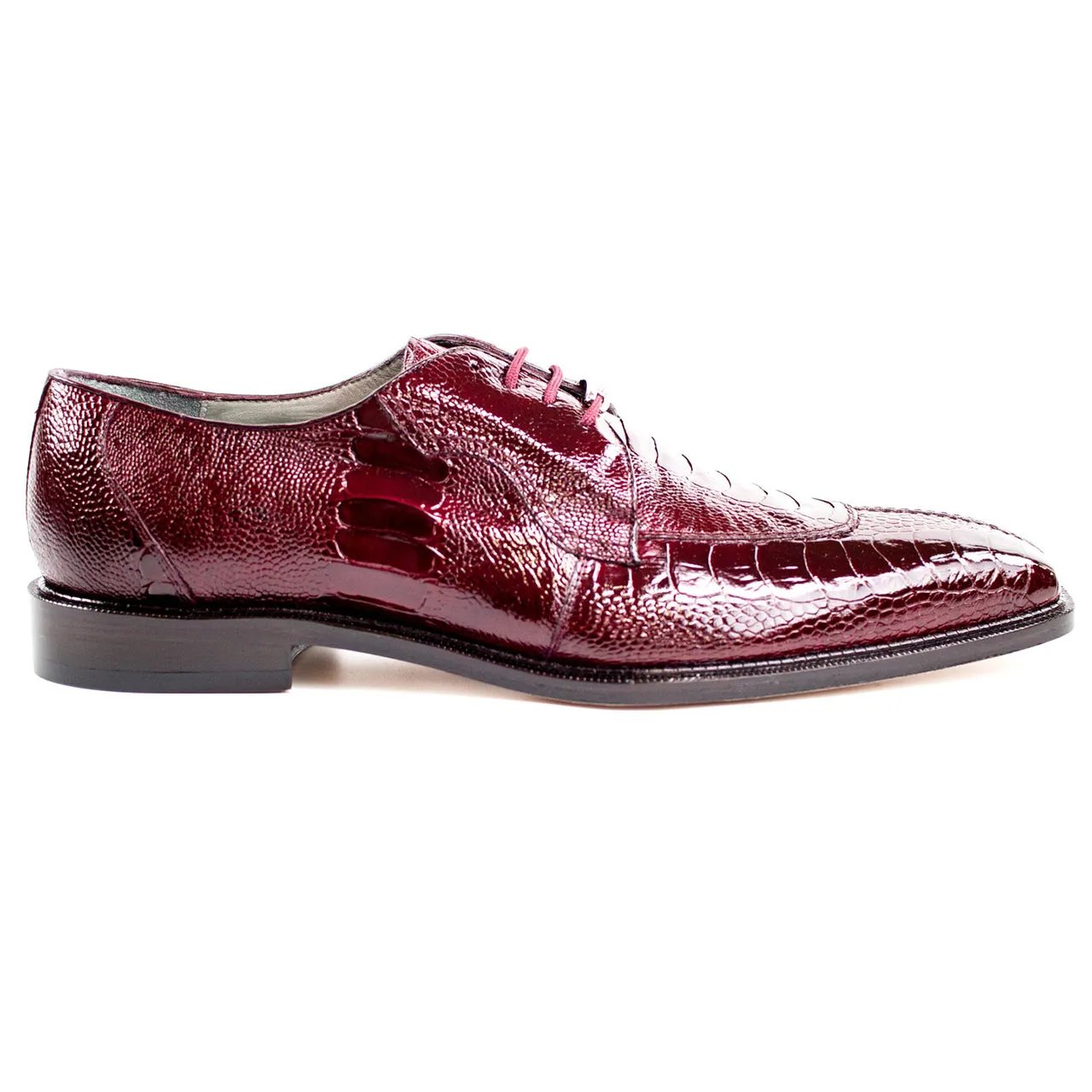 Belvedere Siena Men's Lace-Up Oxford Burgundy Genuine Ostrich Shoes