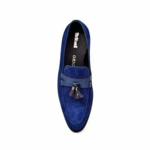 British Walkers Space Men's Navy Blue Suede and Leather Sophisticated Crepe Sole Loafers