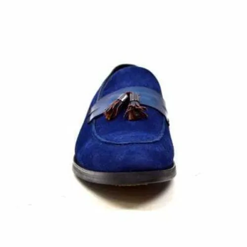 British Walkers Space Men's Navy Blue Suede and Leather Sophisticated Crepe Sole Loafers