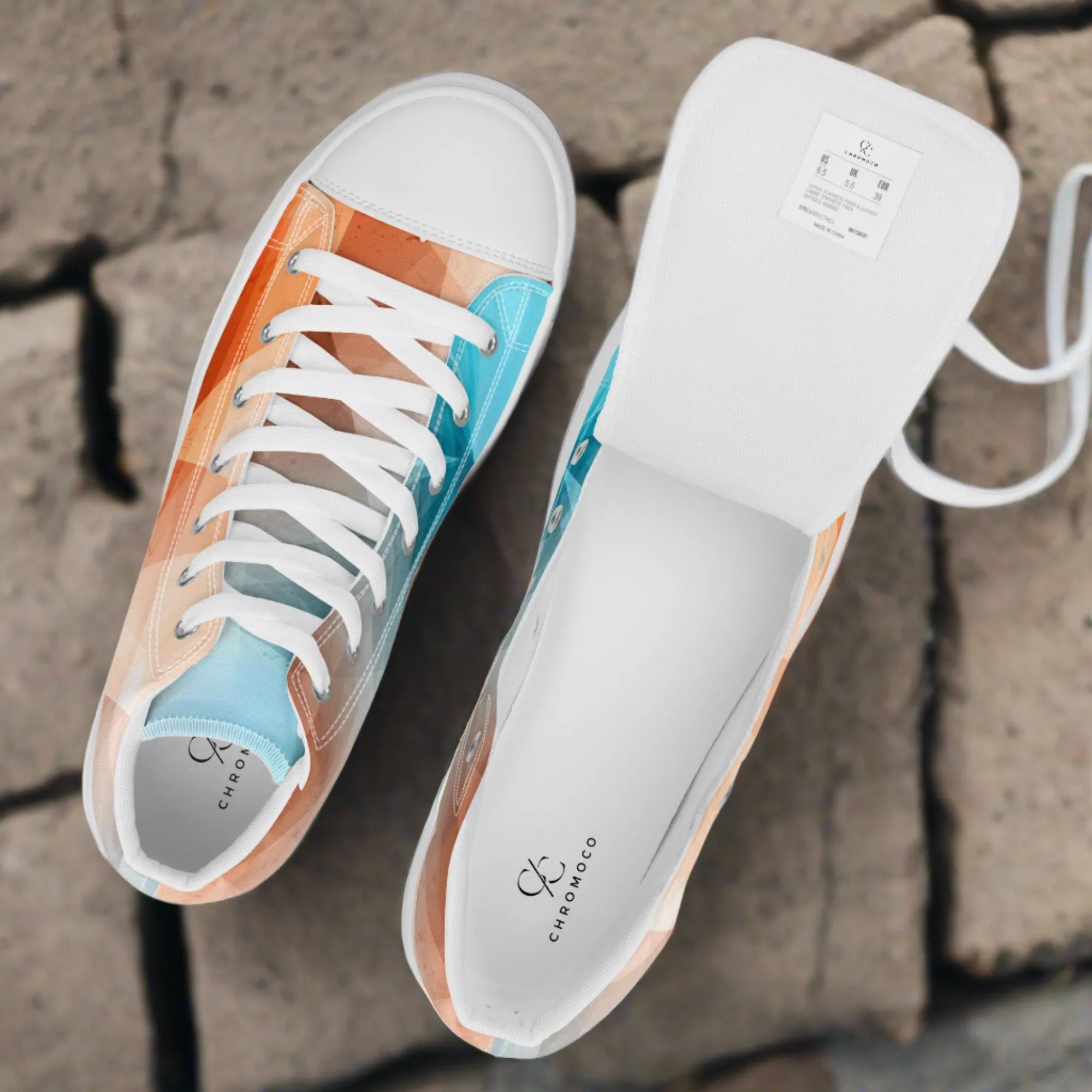 Cozy Peach Fuzz & Pretty Blue Women's High Tops Sneakers for Everyday Wear