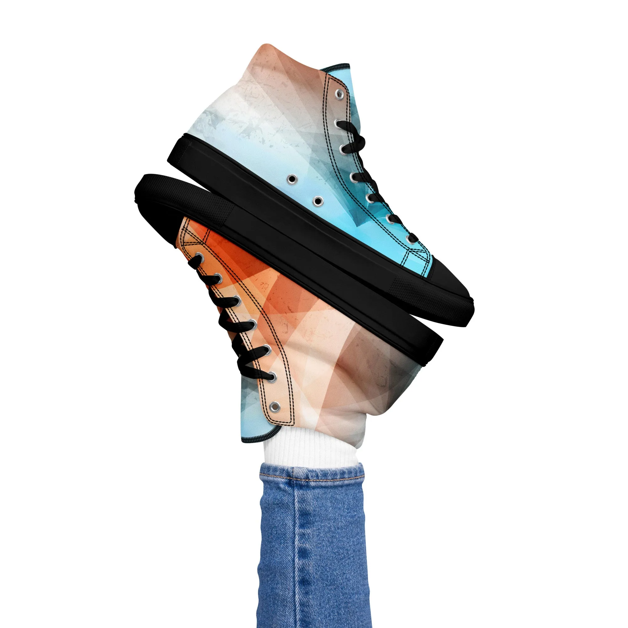 Cozy Peach Fuzz & Pretty Blue Women's High Tops Sneakers for Everyday Wear