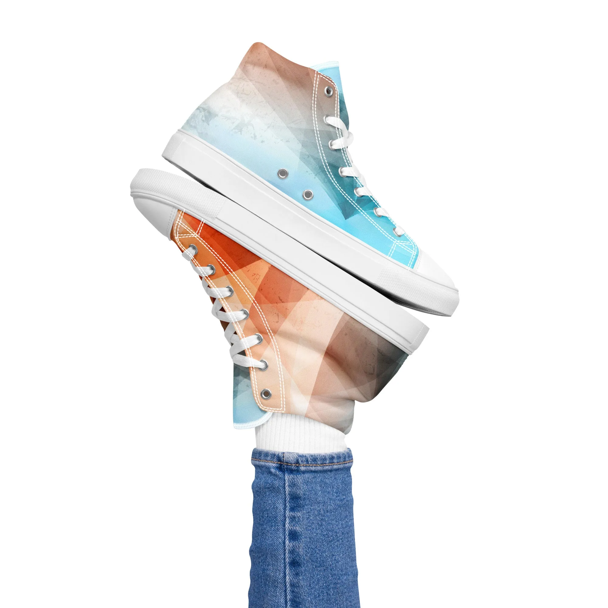 Cozy Peach Fuzz & Pretty Blue Women's High Tops Sneakers for Everyday Wear