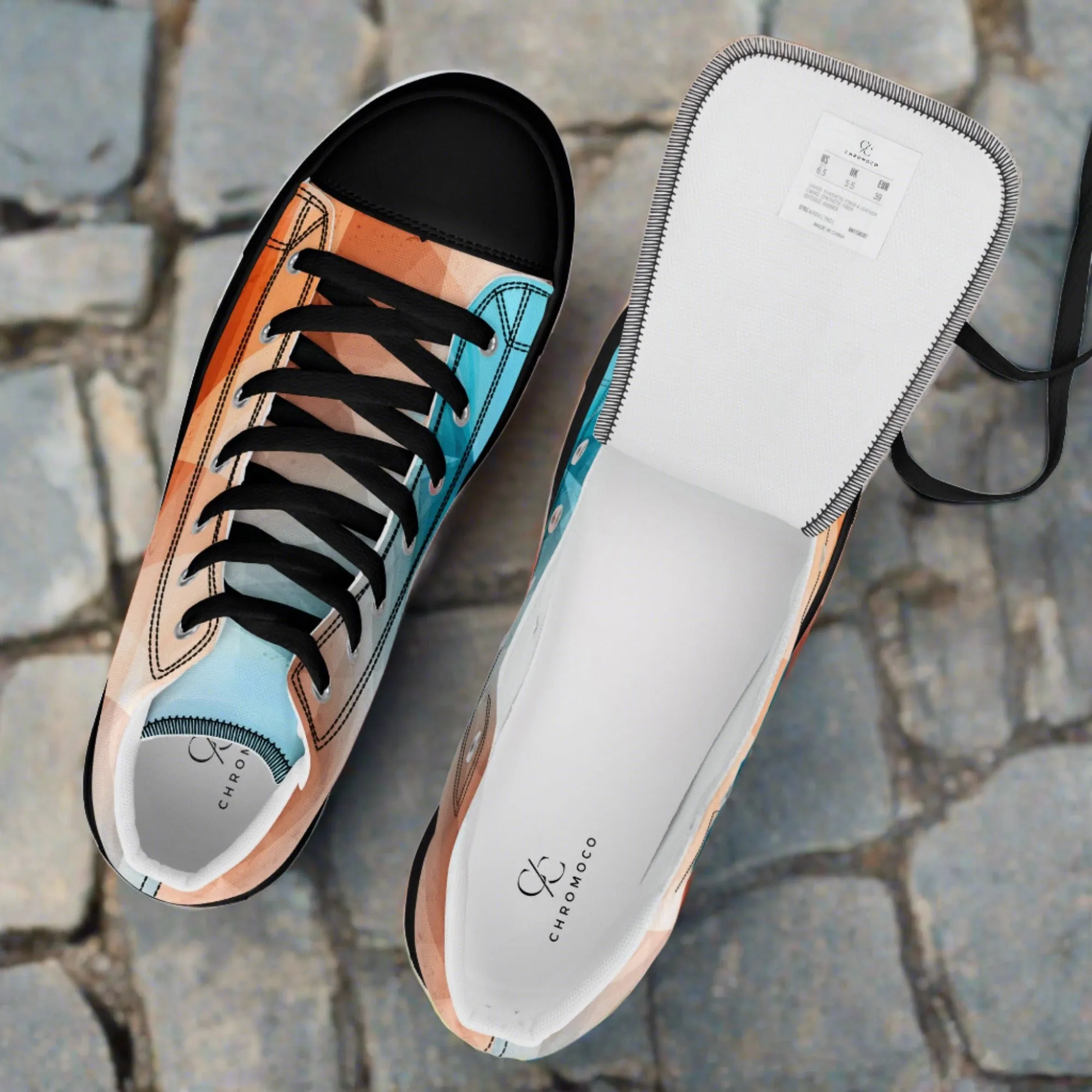 Cozy Peach Fuzz & Pretty Blue Women's High Tops Sneakers for Everyday Wear