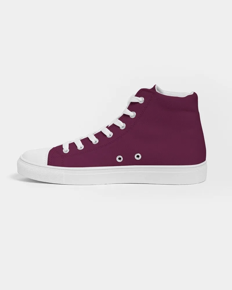 Dark Magenta Men's High-top Canvas Sneakers | Men's | Dark Pure Magenta | C0M100Y0K80