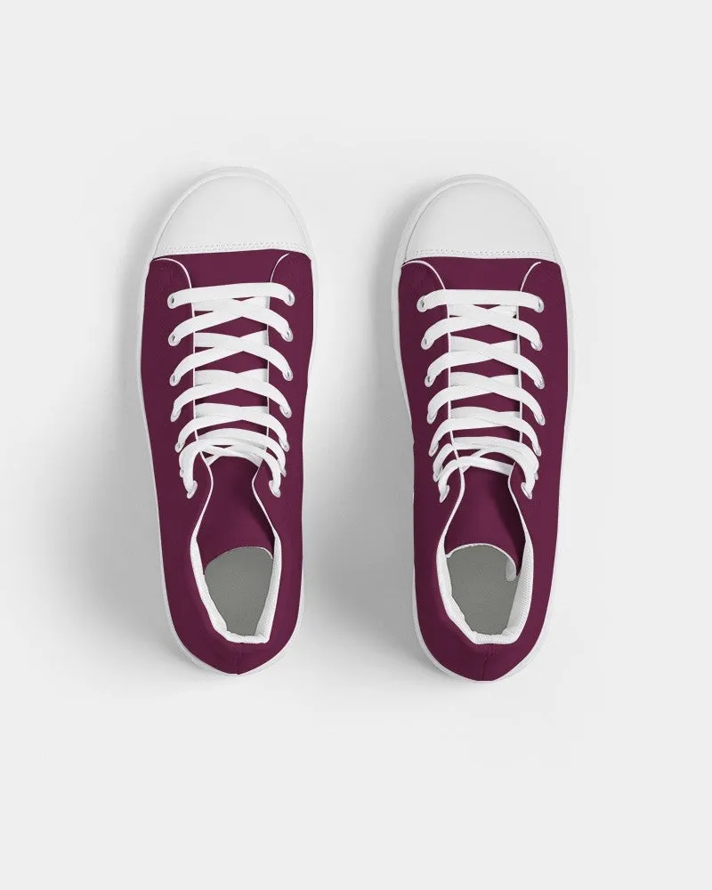 Dark Magenta Men's High-top Canvas Sneakers | Men's | Dark Pure Magenta | C0M100Y0K80