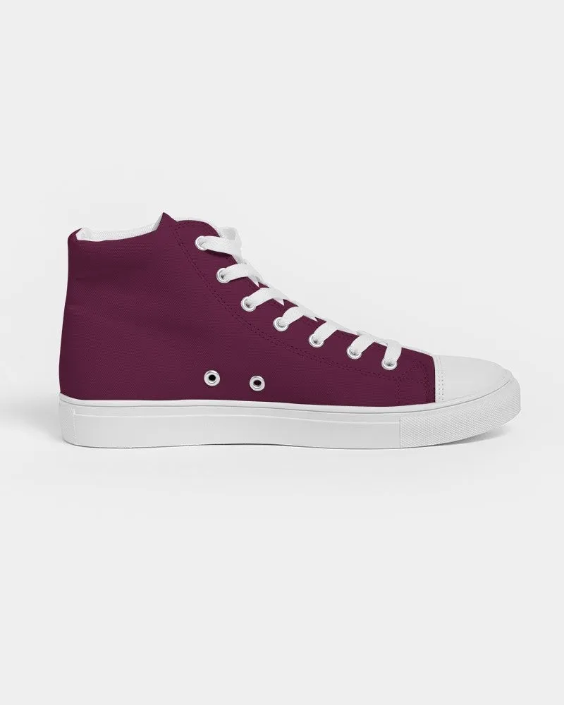 Dark Magenta Men's High-top Canvas Sneakers | Men's | Dark Pure Magenta | C0M100Y0K80