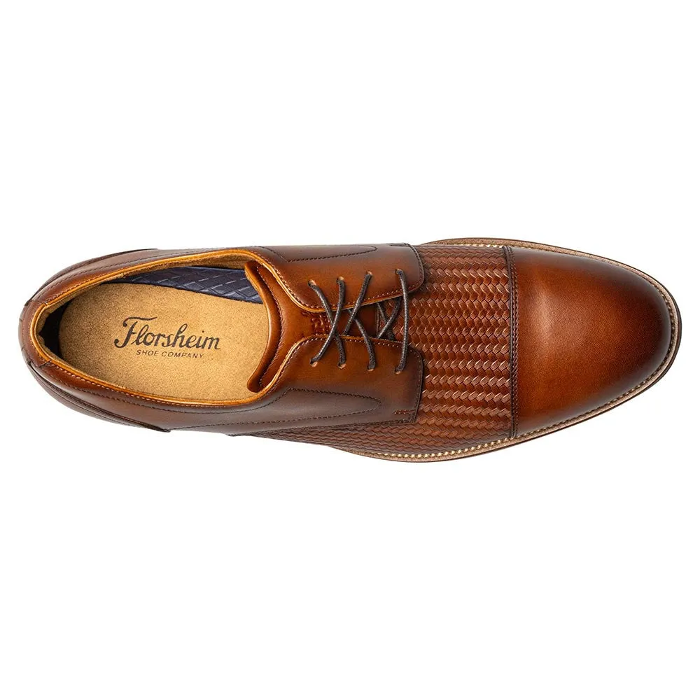 Florsheim Rucci Weave Cap Toe Oxford Men’s Cognac Dress Shoes