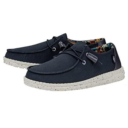 Hey Dude Women's Wendy Canvas Denim Size 7 | Women’s Shoes | Women’s Lace Up Loafers | Comfortable & Light-Weight