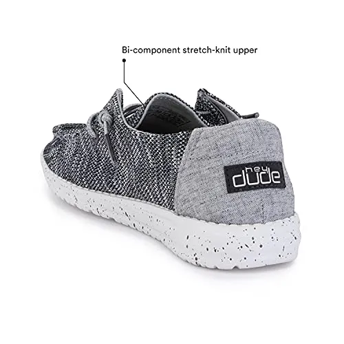 Hey Dude Women's Wendy Sox Dark Grey Size 8 | Women’s Shoes | Women’s Lace Up Loafers | Comfortable & Light-Weight