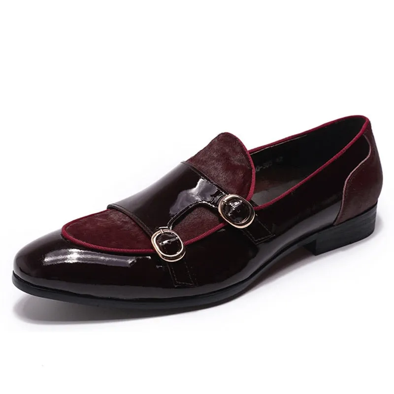 Il Doppione - Red bottom sole Double Monk-strap Patent Leather Loafers