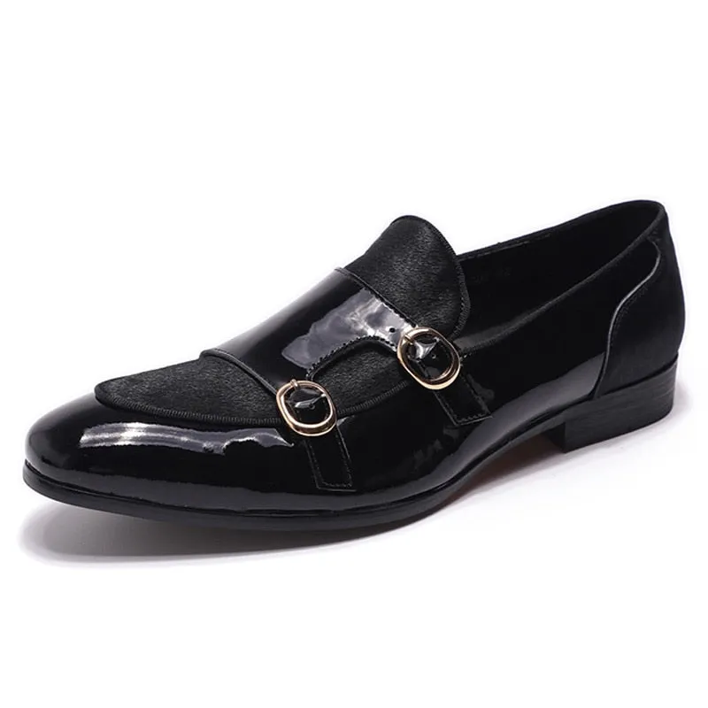 Il Doppione - Red bottom sole Double Monk-strap Patent Leather Loafers