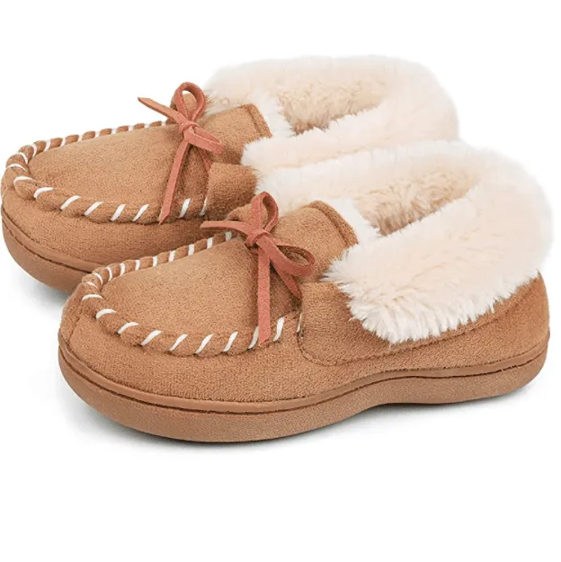 Kids' Unisex Fuzzy Moccasin Slippers