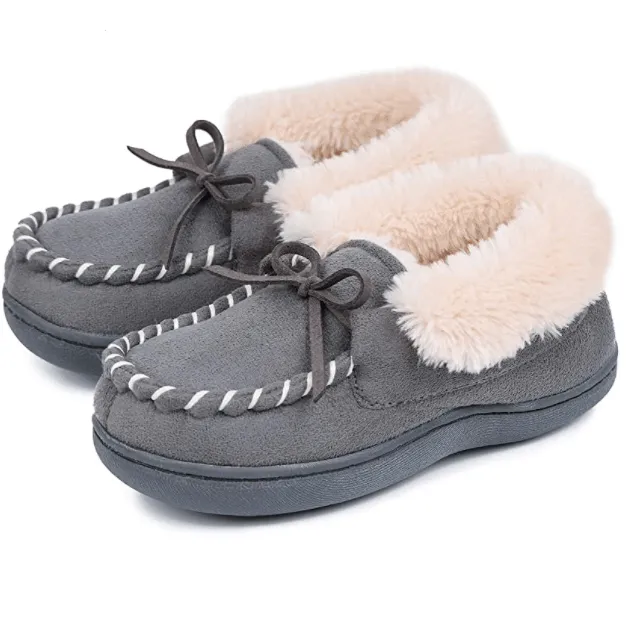 Kids' Unisex Fuzzy Moccasin Slippers