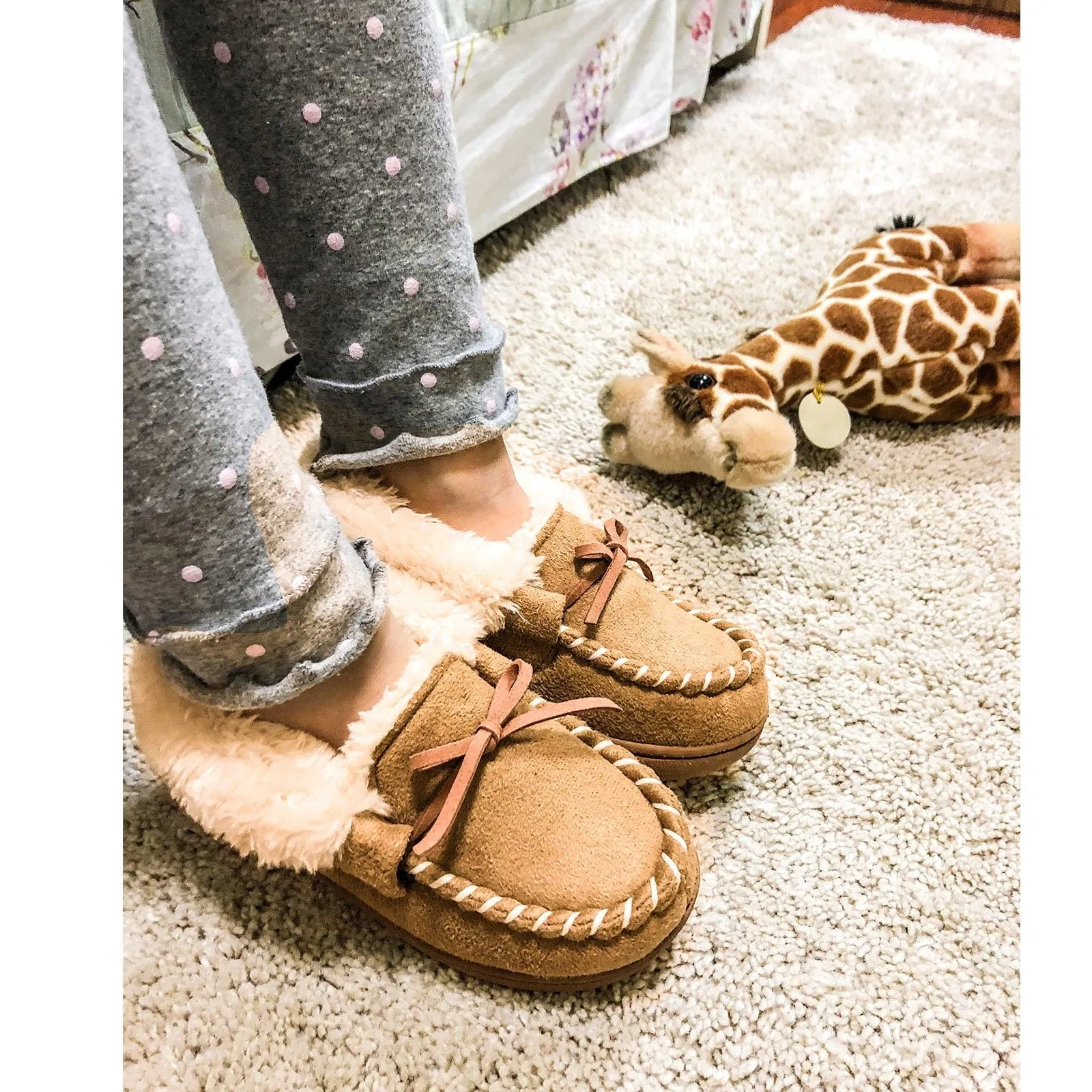 Kids' Unisex Fuzzy Moccasin Slippers