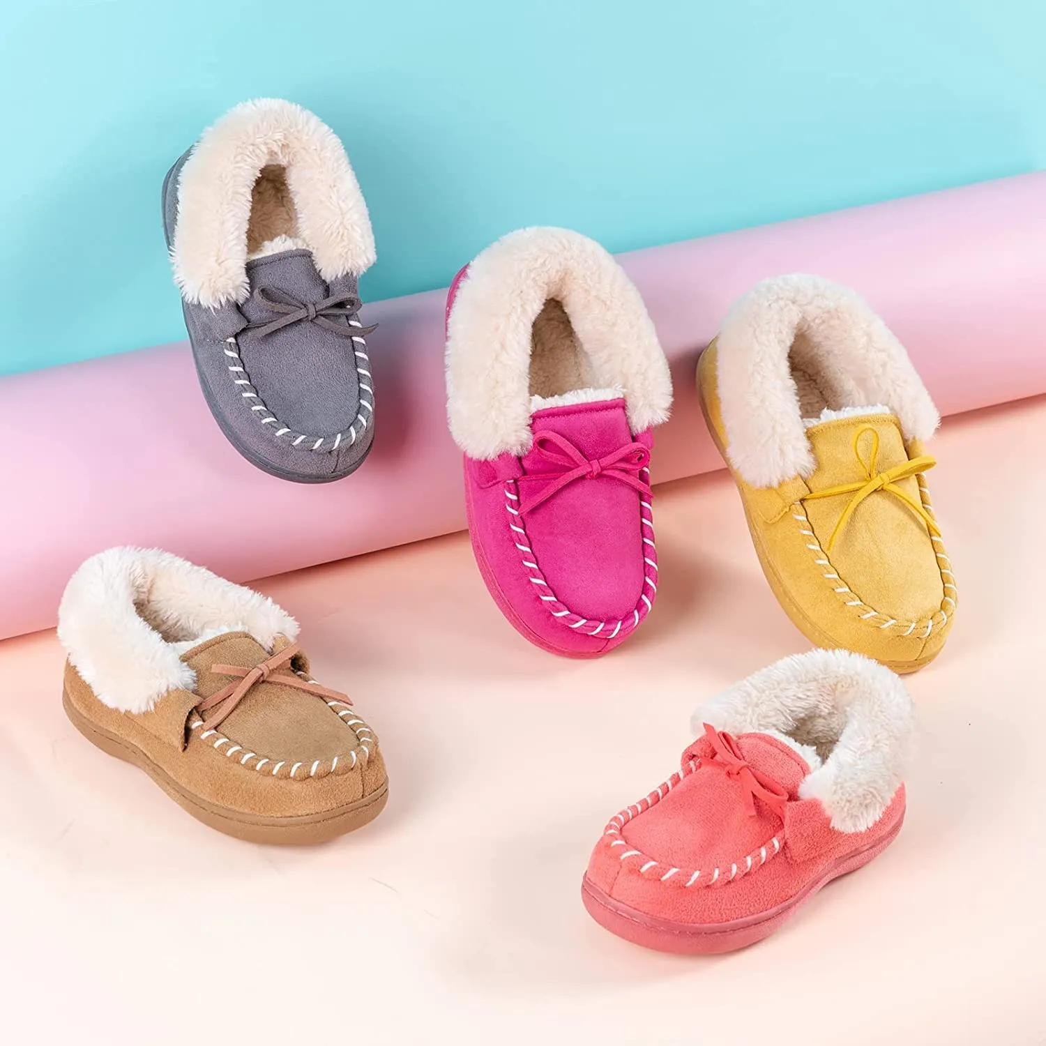 Kids' Unisex Fuzzy Moccasin Slippers