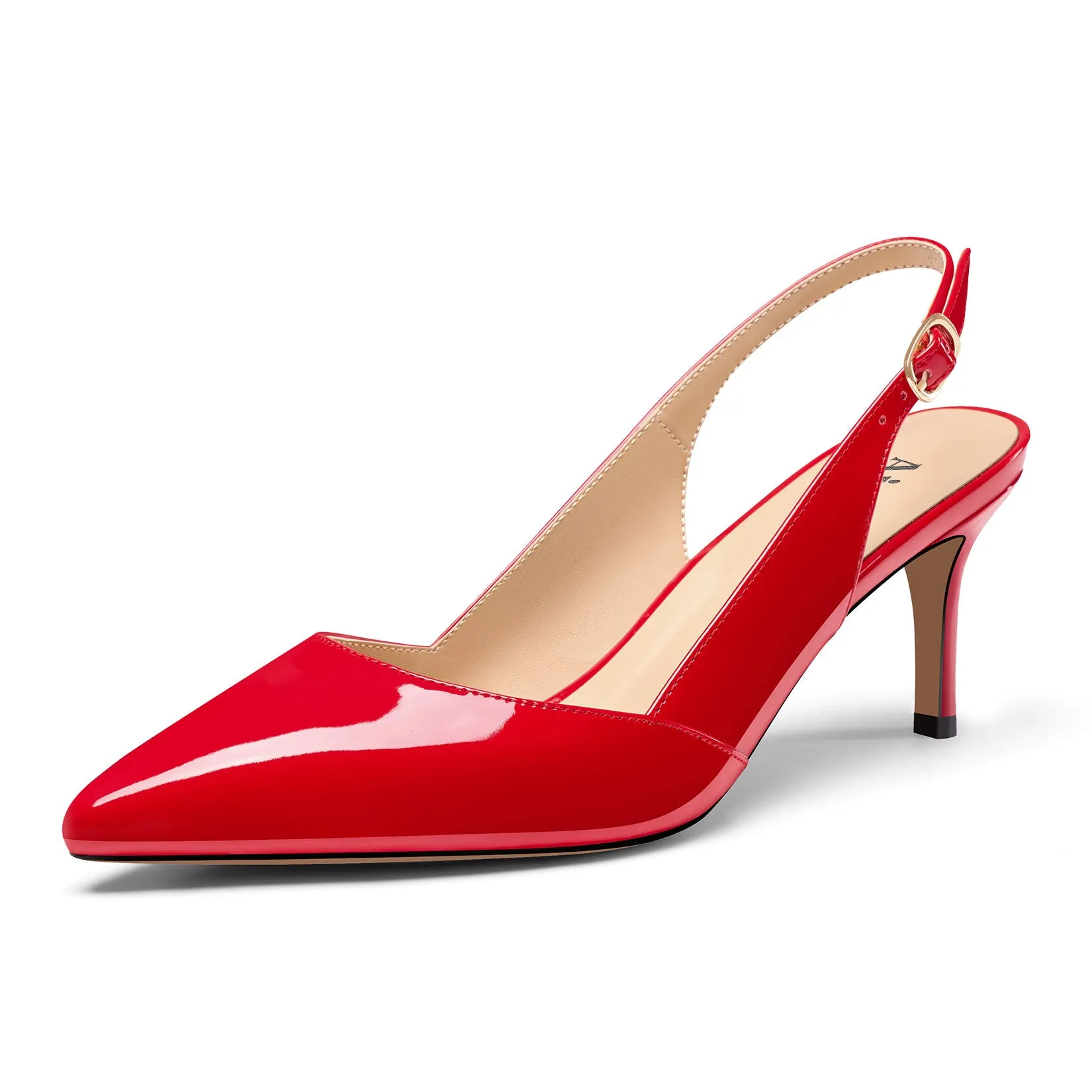 Ladies' Pointed Toe Slingback Pumps 2.3-Inch Heel, Alluringly Sleek with Patent Leather Finish, Fashionably Versatile Shoes