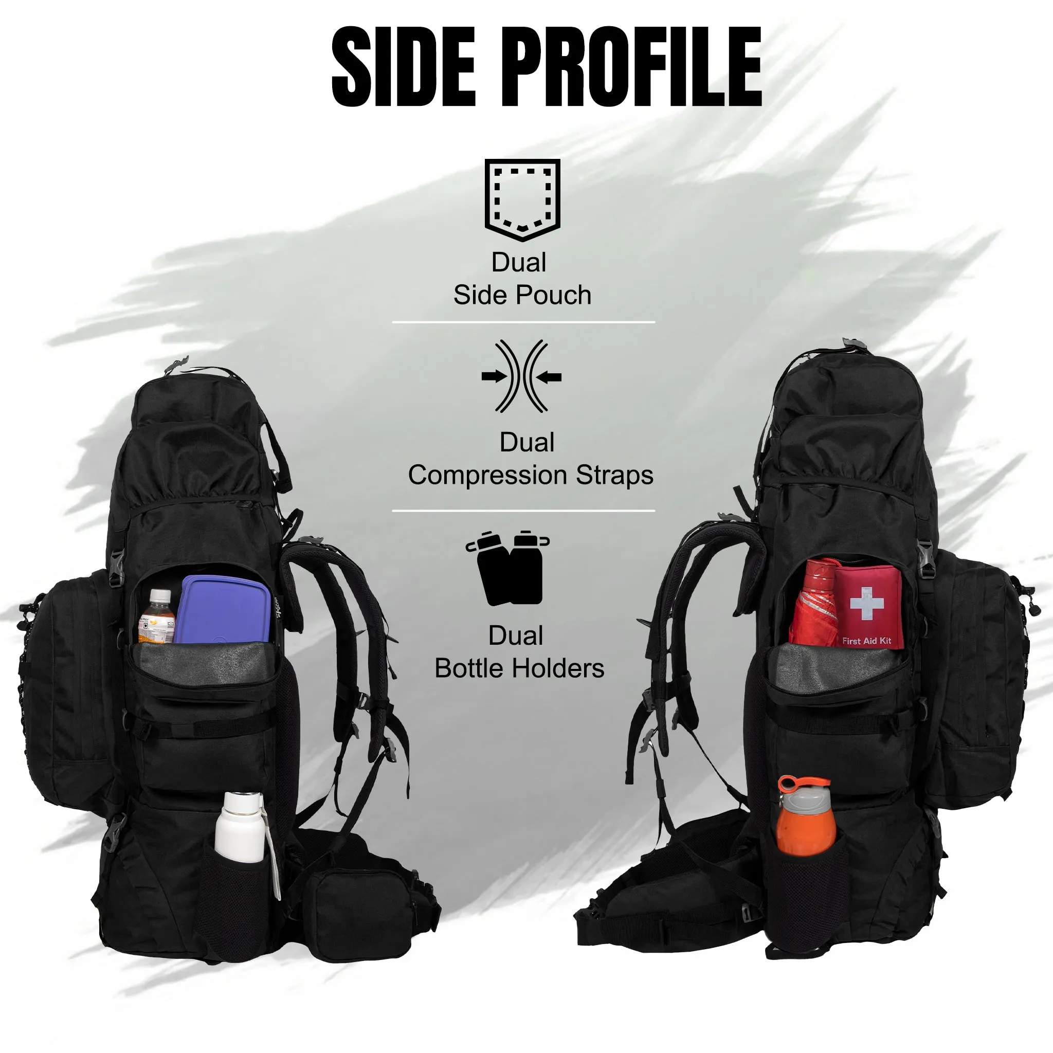 Levante 87L Black Rucksack with Detachable Daypack