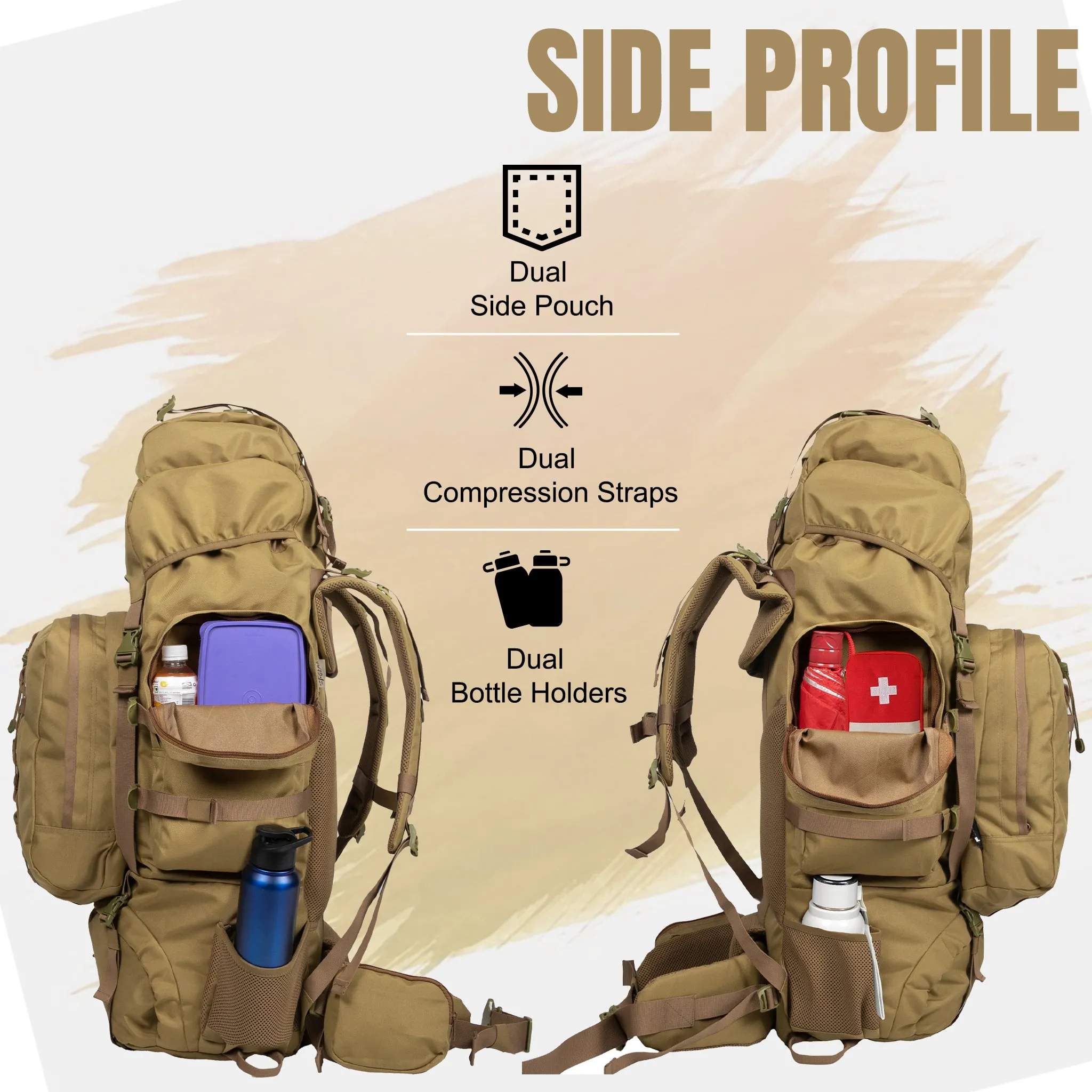 Levante 87L Khaki  Rucksack with Detachable Daypack