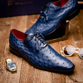 Marco Di Milano Criss Ostrich Navy Tassel Laced Oxford Shoes