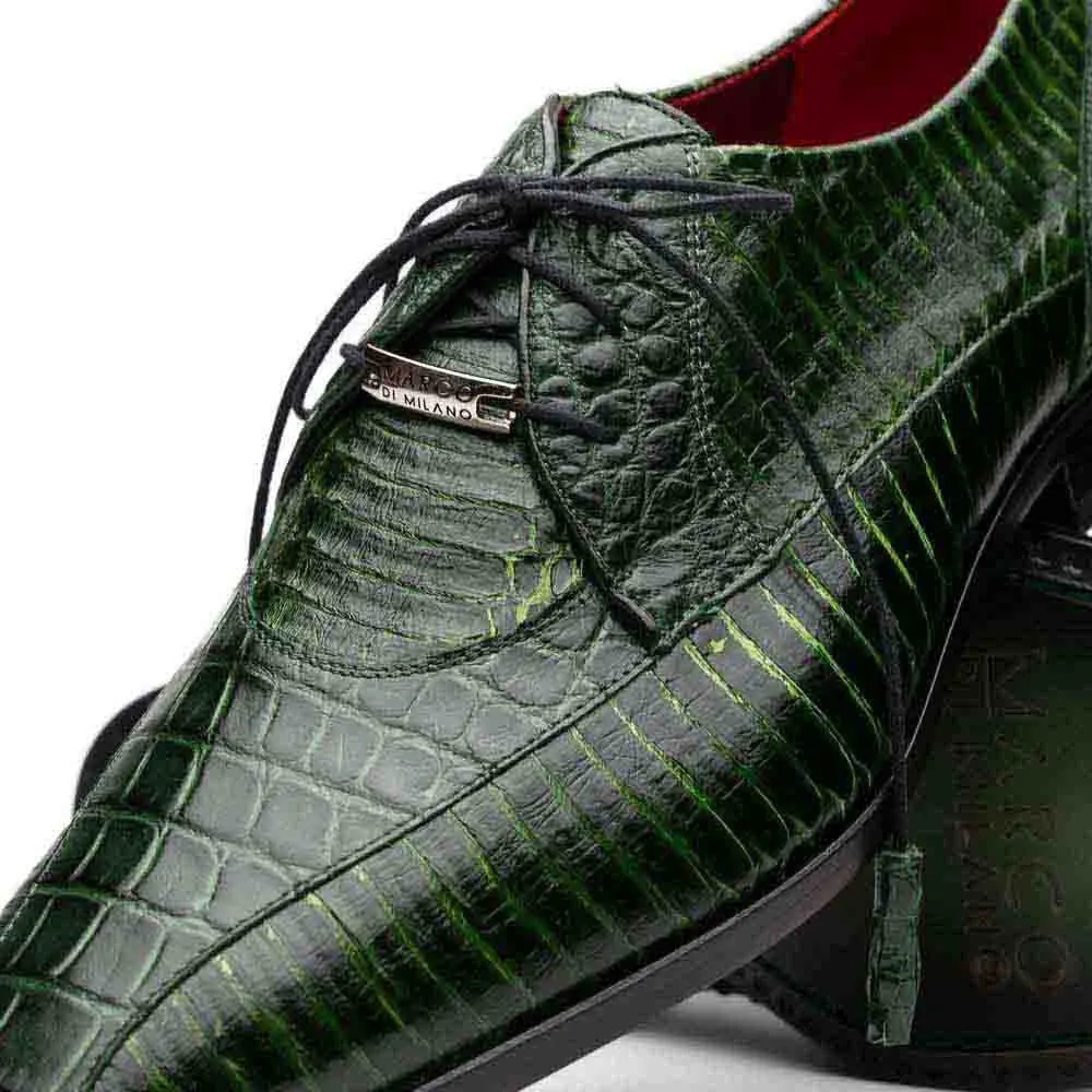 Marco Di Milano Moncalieri Dress Derby Green Alligator and Cobra Shoes