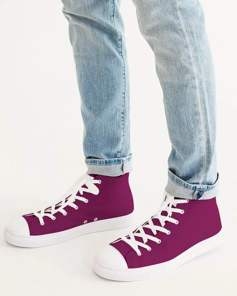 Medium Dark Magenta Men's High-top Canvas Sneakers | Men's | Medium Dark Pure Magenta | C0M100Y0K60