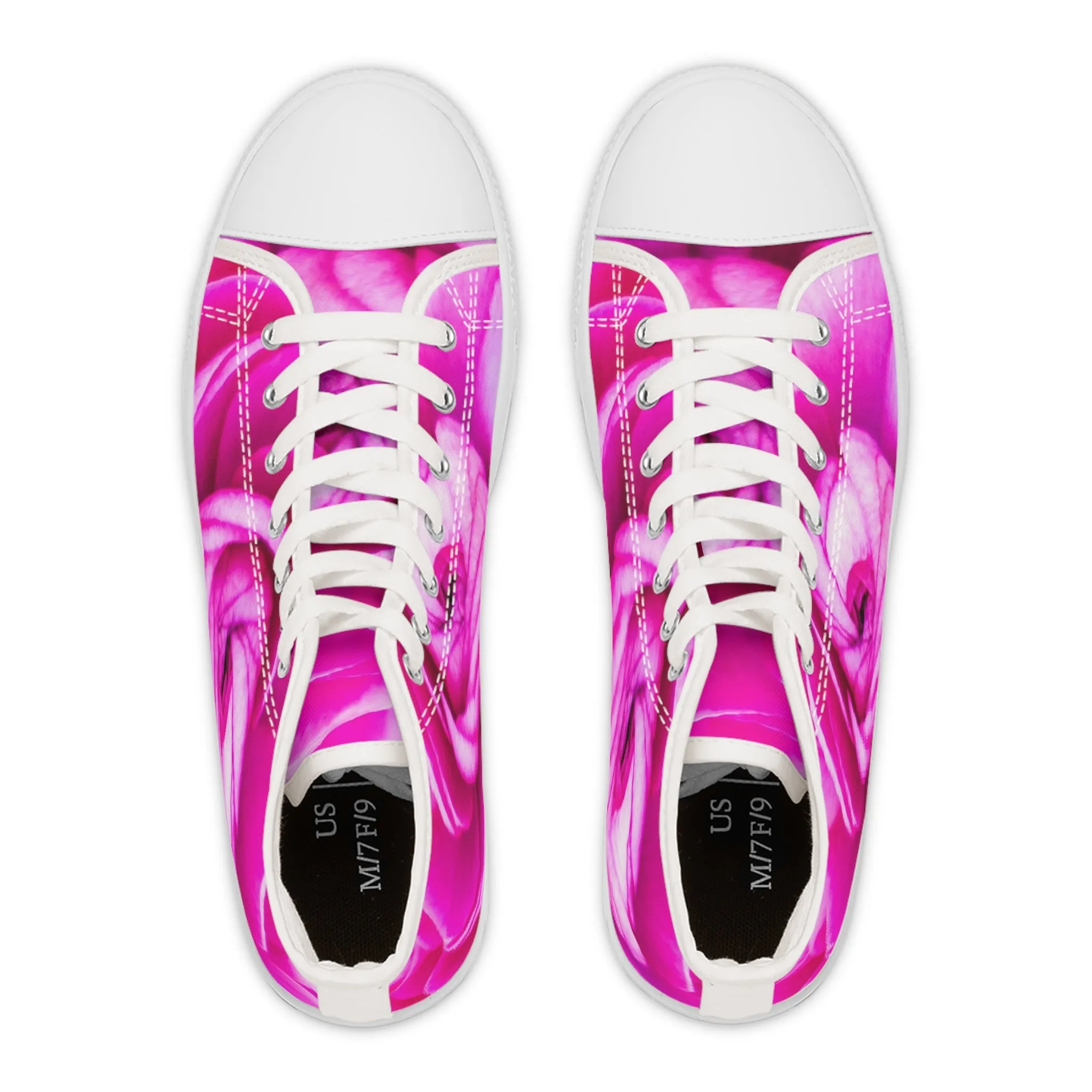 Pink Rose Women's High Top Floral Sneakers (AOP)