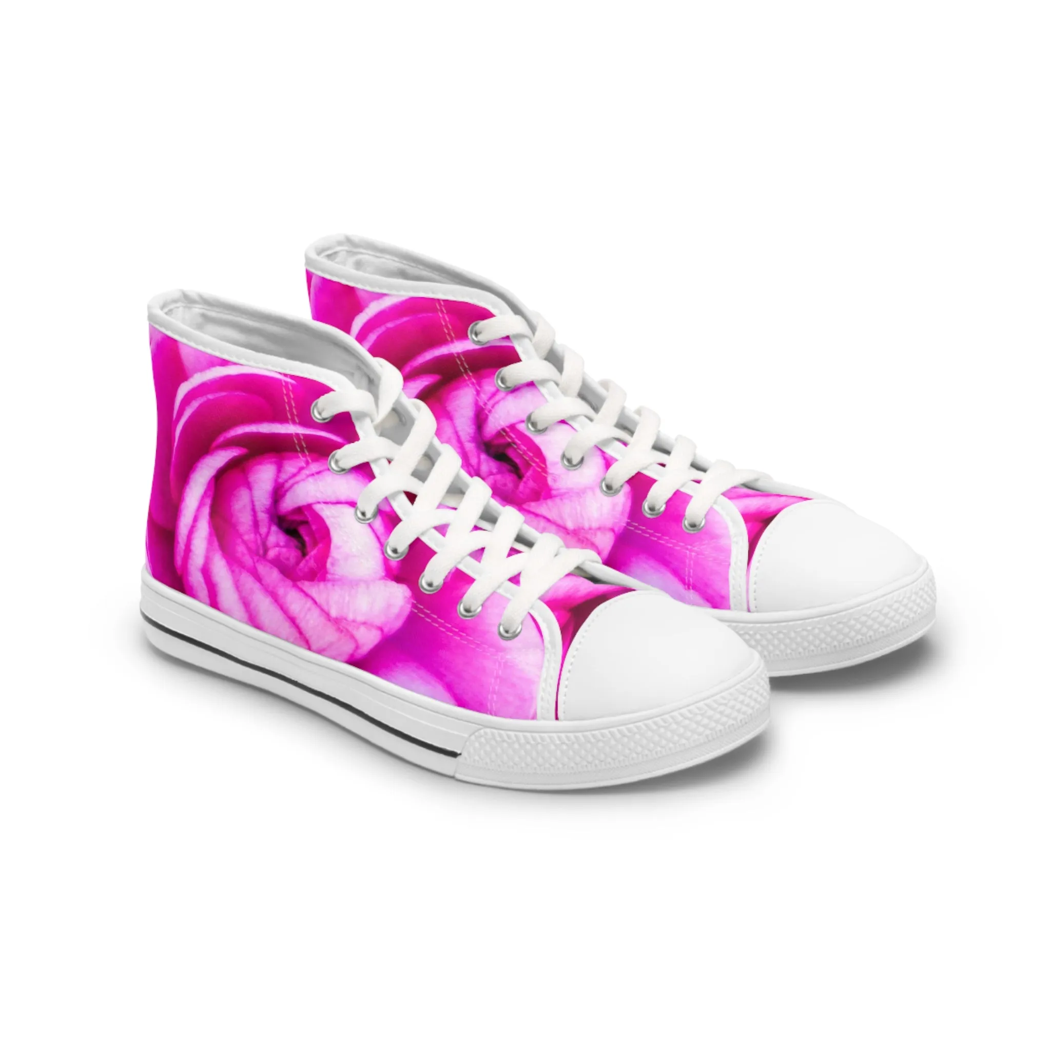 Pink Rose Women's High Top Floral Sneakers (AOP)