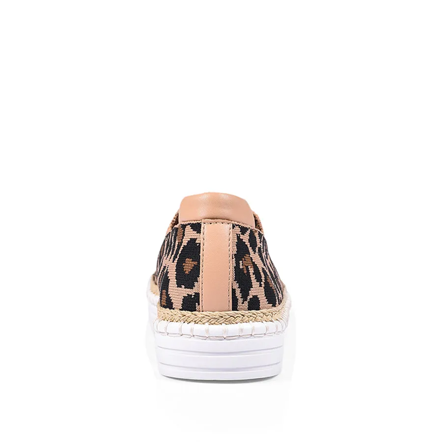 Queen Slip On Sneakers - Nude Leopard Knit