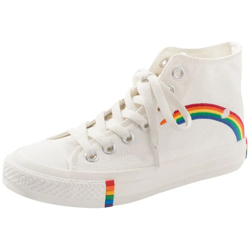 Rainbow Canvas Shoes with Colorful Soles and Matching Socks