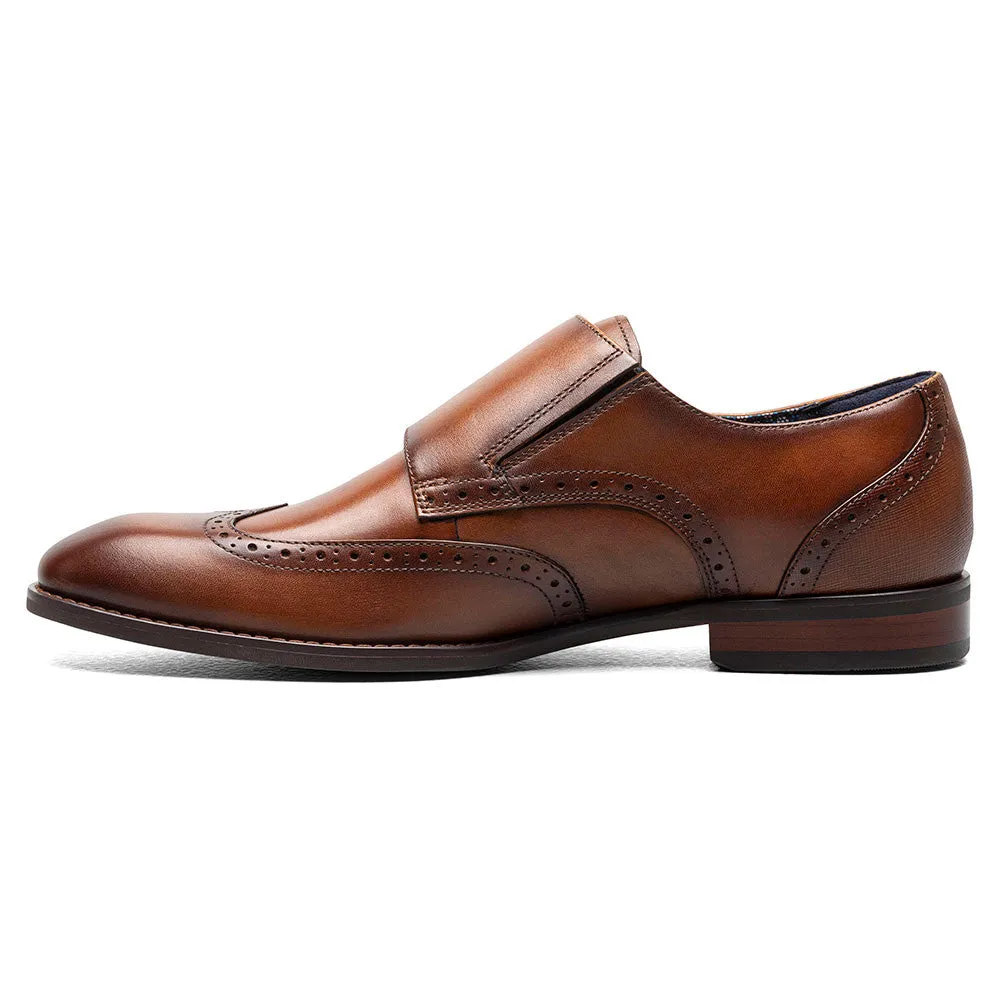 Stacy Adams Karson Cognac Wingtip Double Monk Strap Shoes