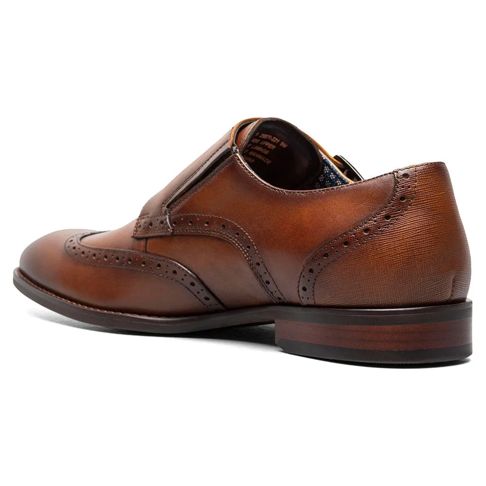 Stacy Adams Karson Cognac Wingtip Double Monk Strap Shoes