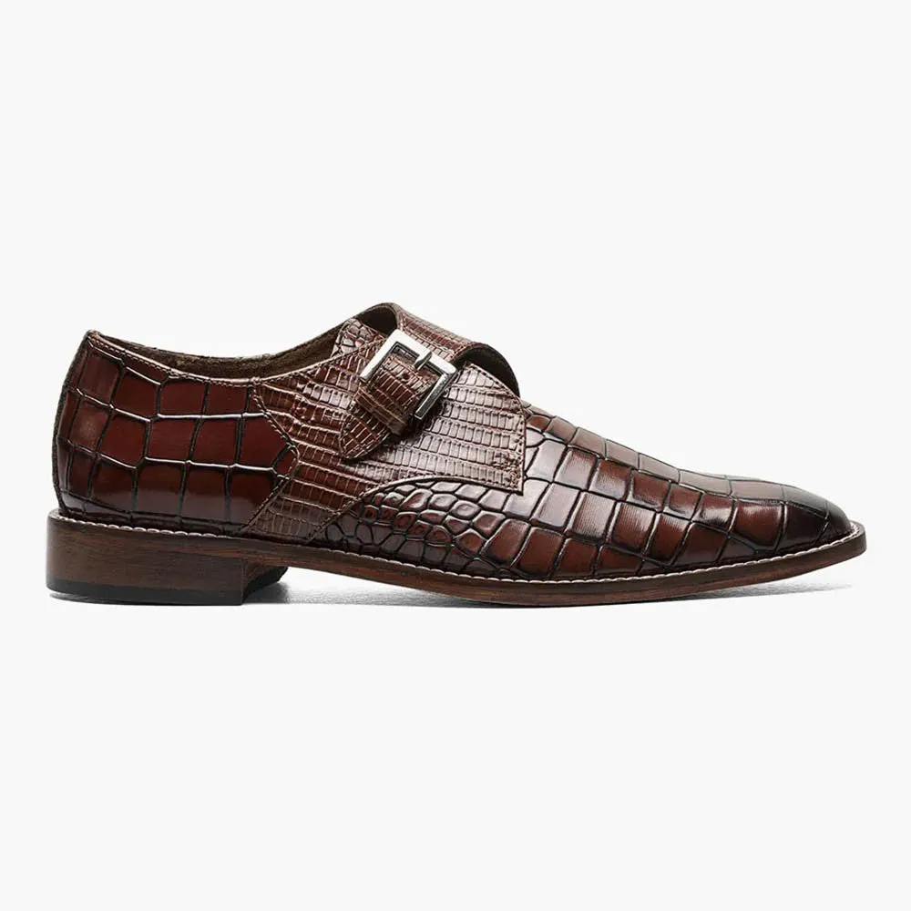 Stacy Adams RAPINO Cognac Plain Toe Monk Strap Shoes