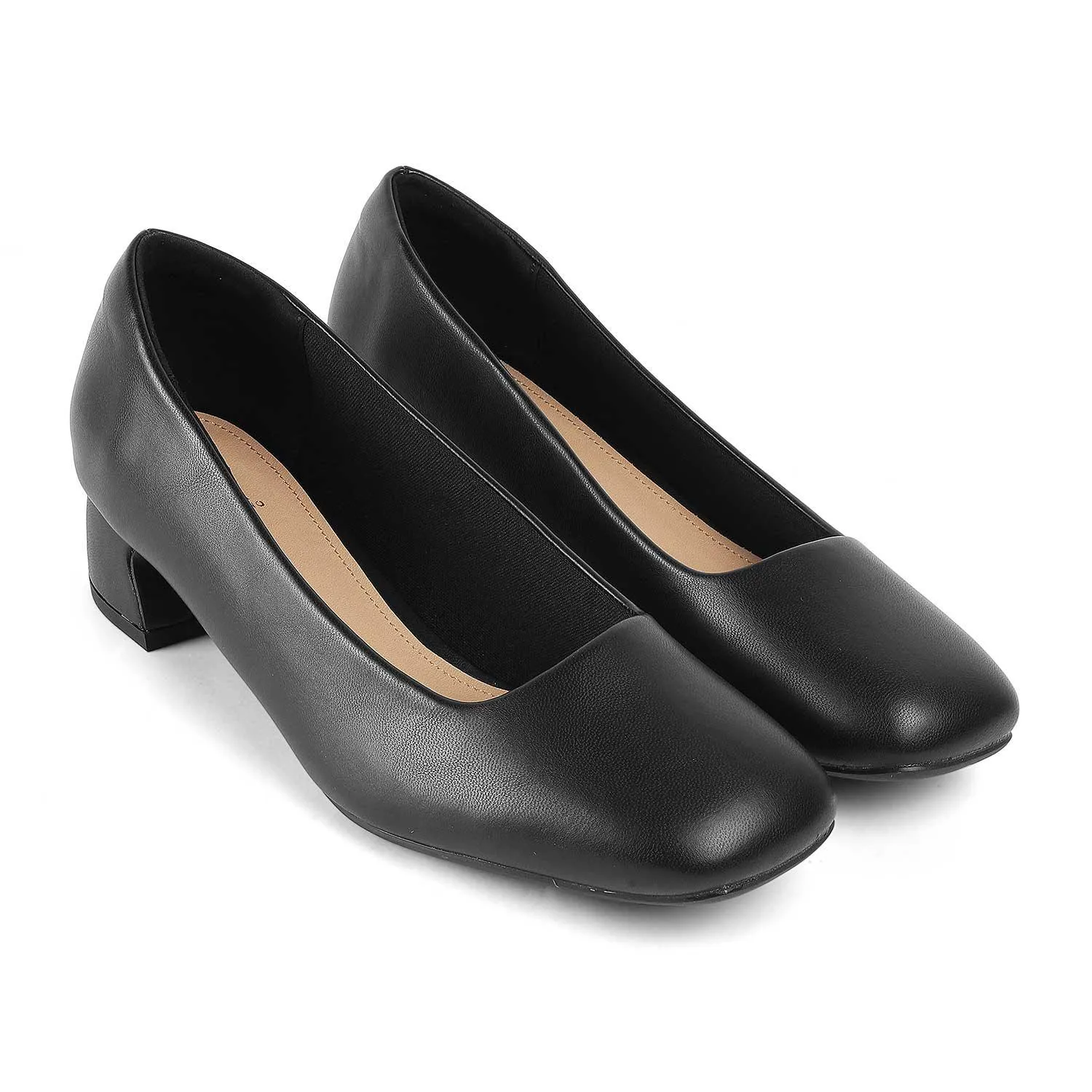 Tresmode Riyan Black Women's Casual Block Heel Pumps