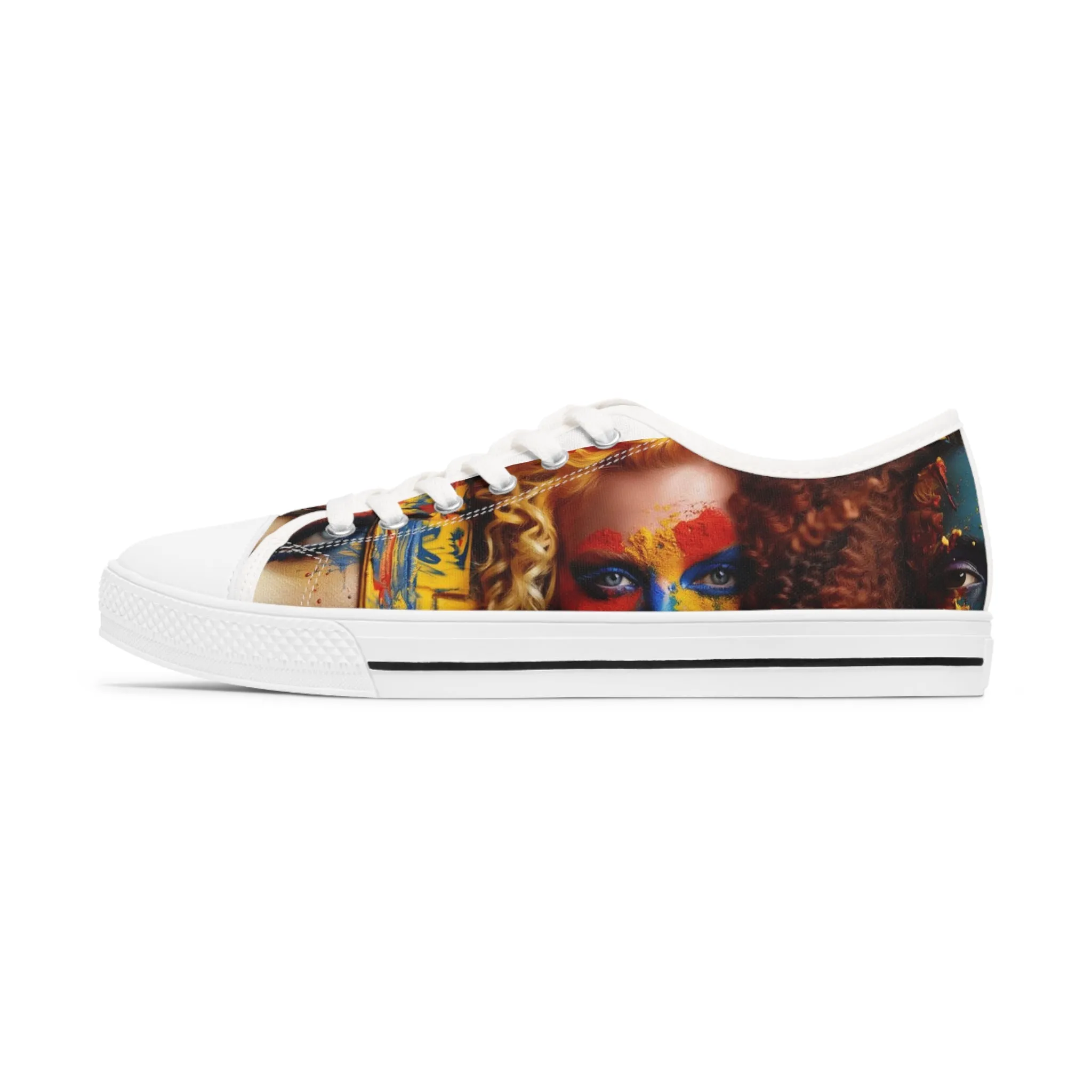 Women's Face Custom Women's Low Top Sneakers Vibrant Colors Psychedelic 007