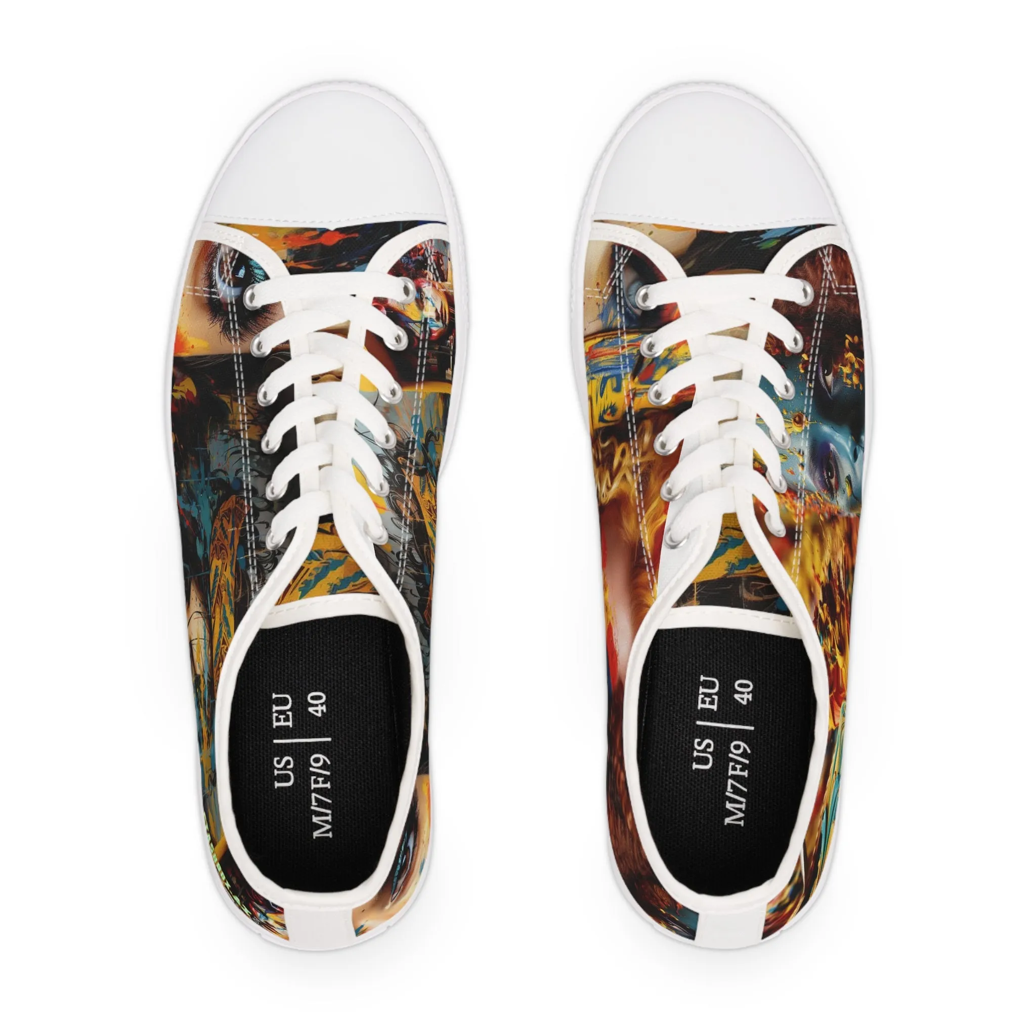 Women's Face Custom Women's Low Top Sneakers Vibrant Colors Psychedelic 007