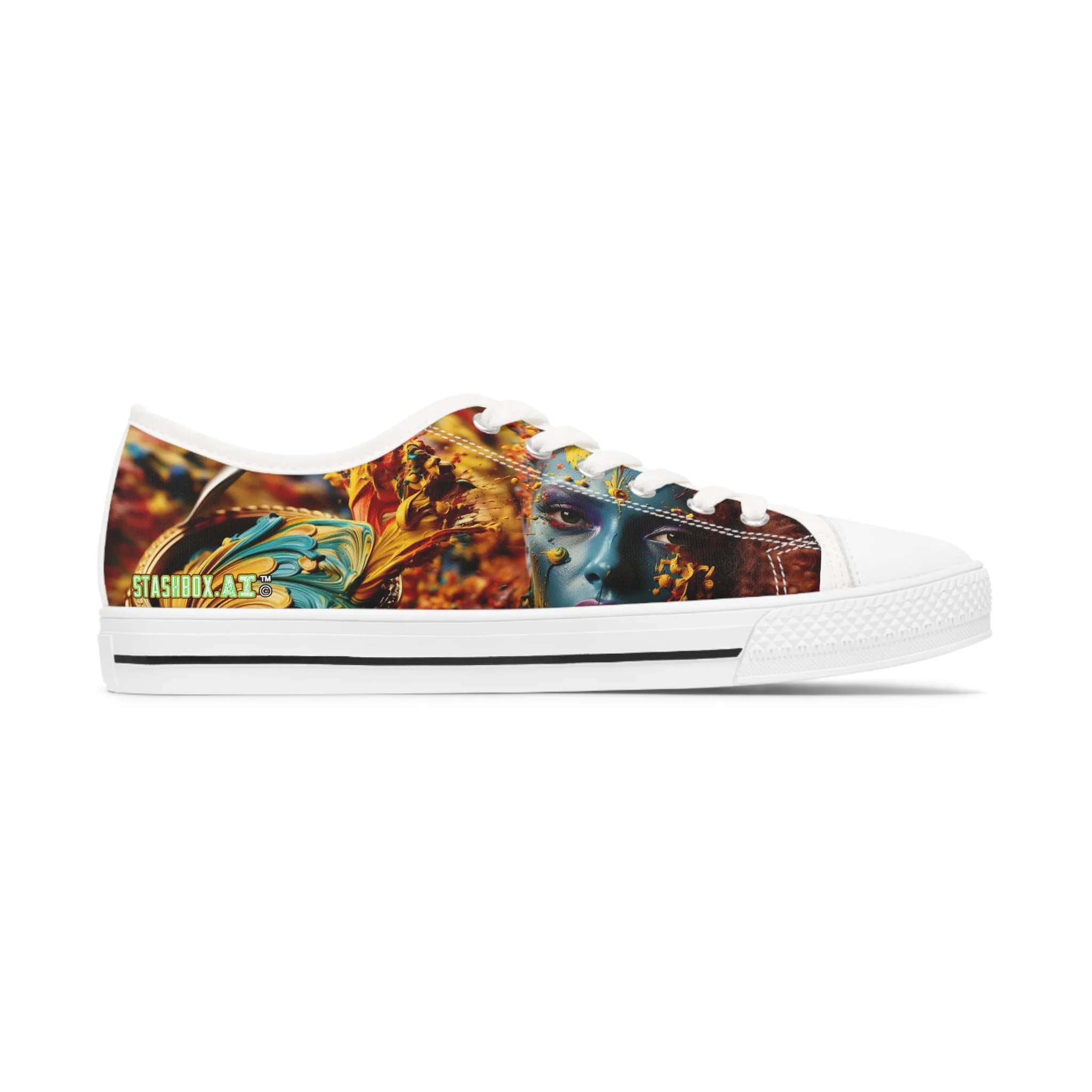 Women's Face Custom Women's Low Top Sneakers Vibrant Colors Psychedelic 007