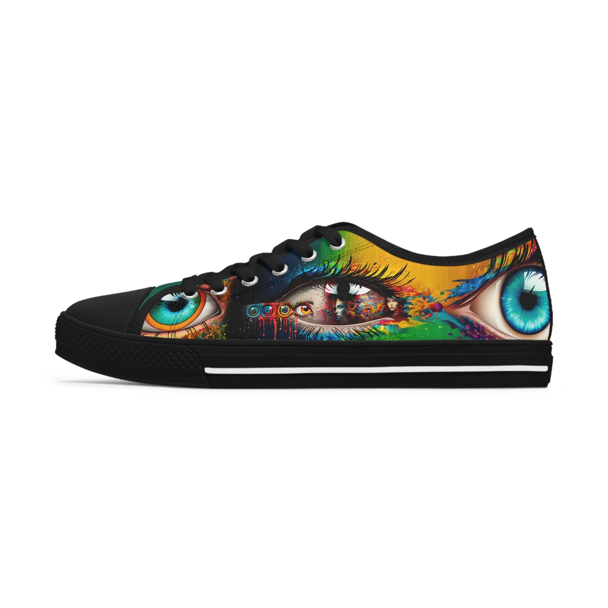 Women's Low Top Sneakers Psychedelic Vibrant Eyes 004