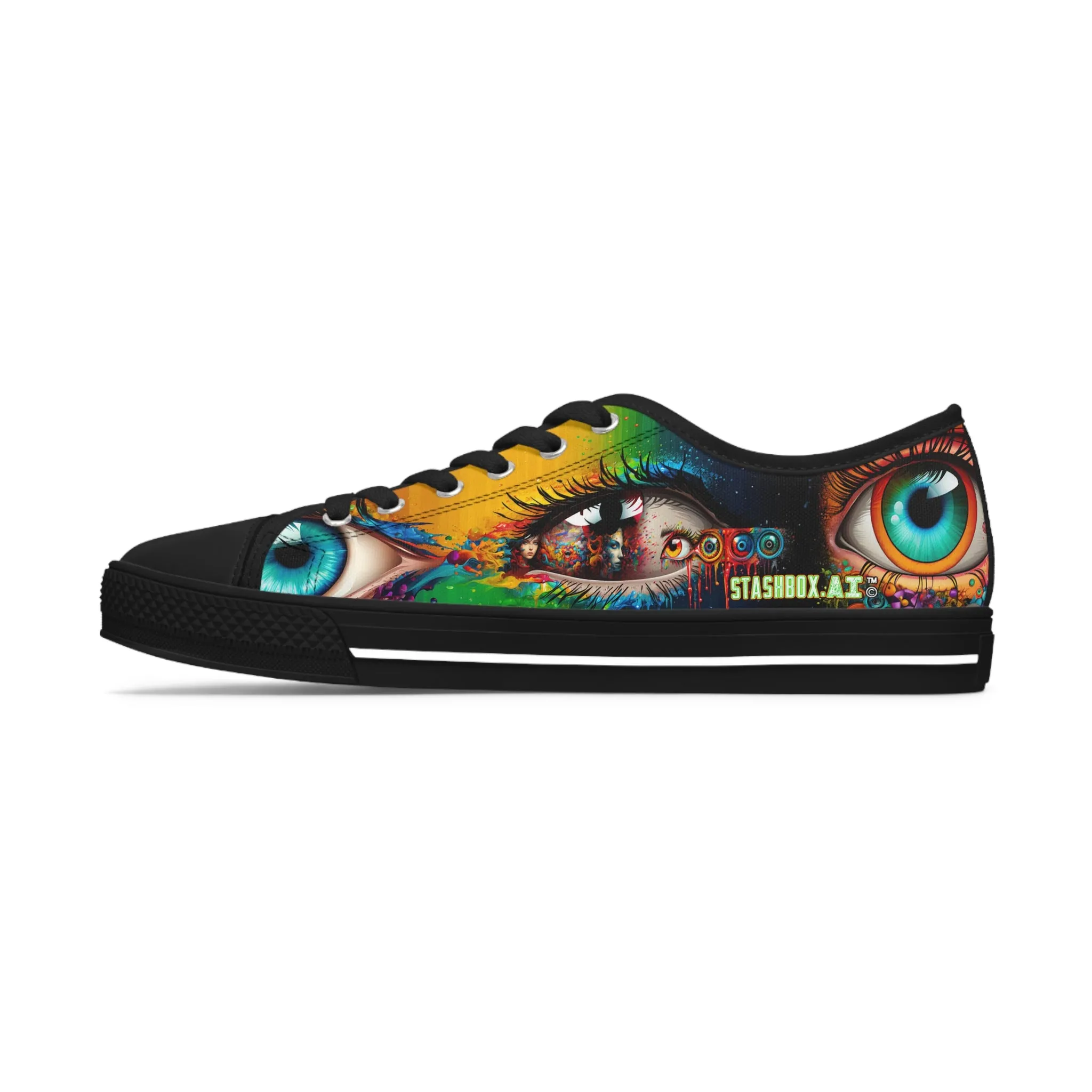 Women's Low Top Sneakers Psychedelic Vibrant Eyes 004